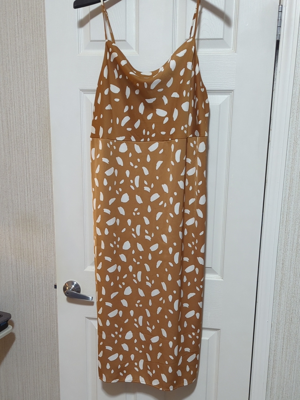 Old Navy Gold And White Slip Maxi Dress with White Abstract Spot Print